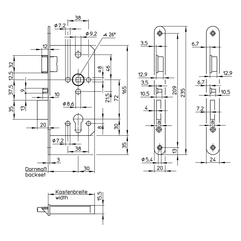 Zamek samoryglujący wpuszczany z funkcją przeciwpaniczną