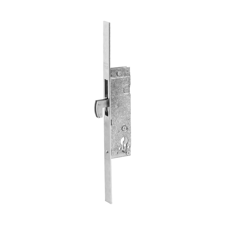 Zamek wpuszczany z opadajacym ryglem do drzwi profilowych